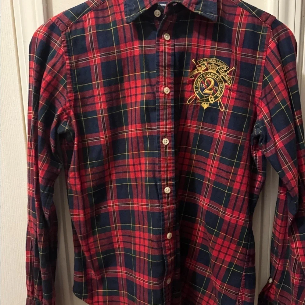 Ralph Lauren Wool Blend Tartan Plaid Button Down Shirt